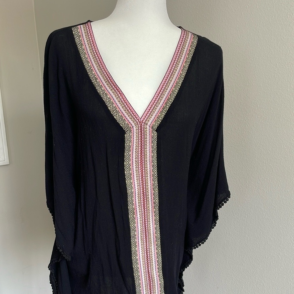 Boho Black and Pink Women's Top Size S